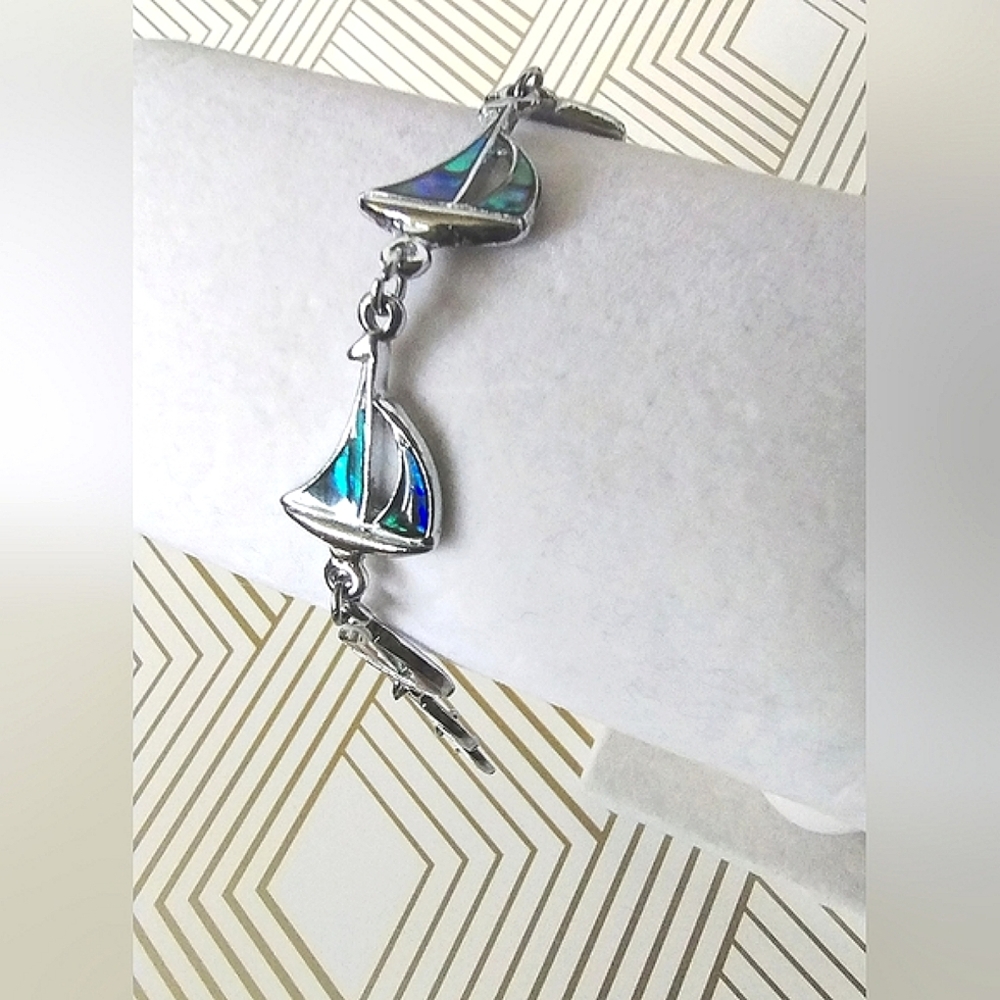 Abalone Shell Nautical Sailboat Bracelet